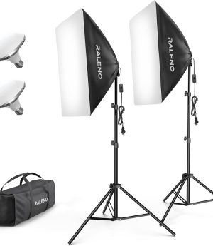 RALENO Softbox Lighting Kit, 20X28-Inch Softbox Photography Lighting with LED Bulbs(50W | 5500K | TLCI≥97), Streaming Lighting for Video Rcording Photoes Portraits YouTube | Model: PS40