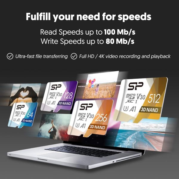 Silicon Power 512GB Micro SD Card U3 SDXC microsdxc High Speed MicroSD Memory Card with Adapter - Image 4